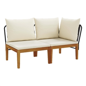 vidaXL 2 pcs Garden Lounge Set with Cushions Solid Acacia Wood & Rope