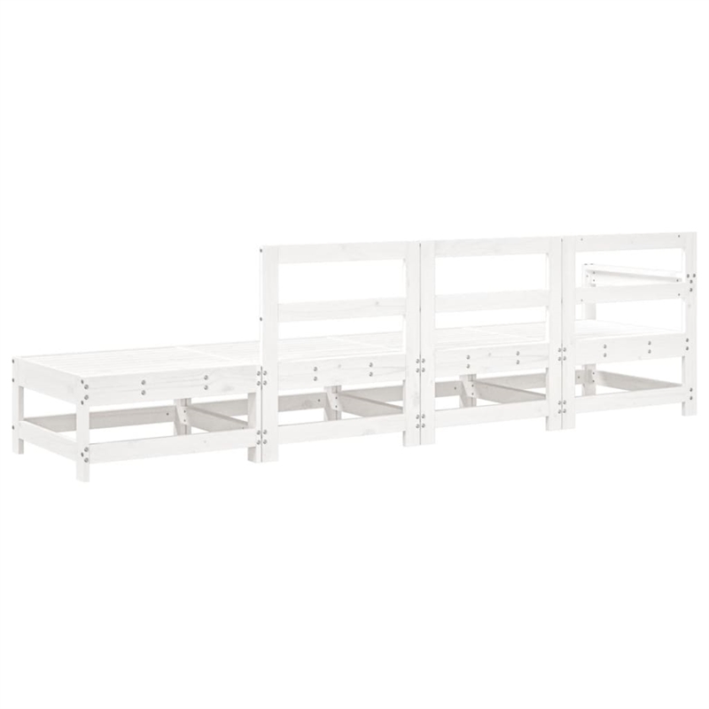 vidaXL 4 Piece Patio Lounge Set White Solid Wood Pine