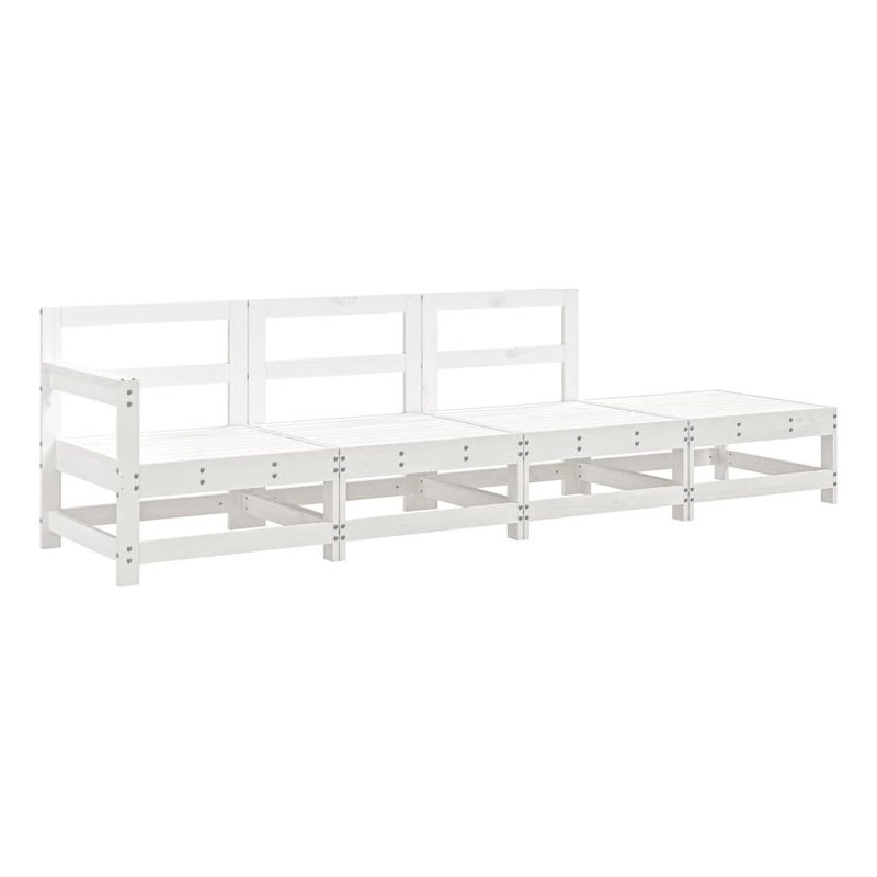 vidaXL 4 Piece Patio Lounge Set White Solid Wood Pine