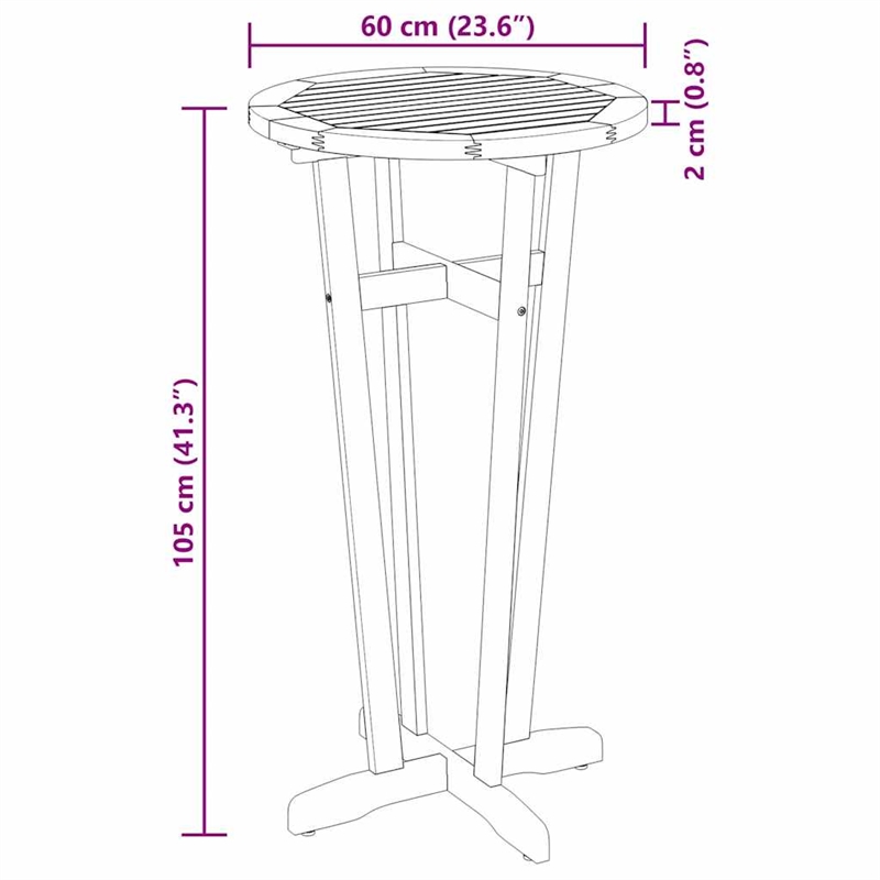 vidaXL Patio Bar Table 23.6