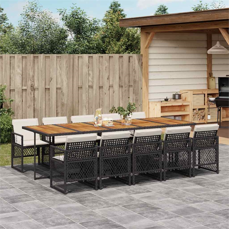 vidaXL Garden Dining Set Black/Cream White