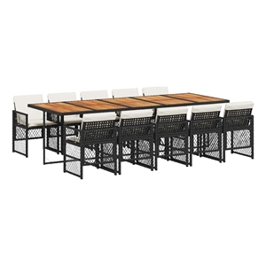 vidaXL Garden Dining Set Black/Cream White