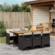 vidaXL 7 Piece Patio Dining Set with Cushions Black Poly Rattan