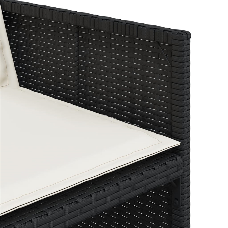 vidaXL 7 Piece Patio Dining Set with Cushions Black Poly Rattan