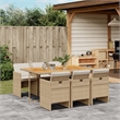 vidaXL 7 Piece Patio Dining Set with Cushions Beige Poly Rattan