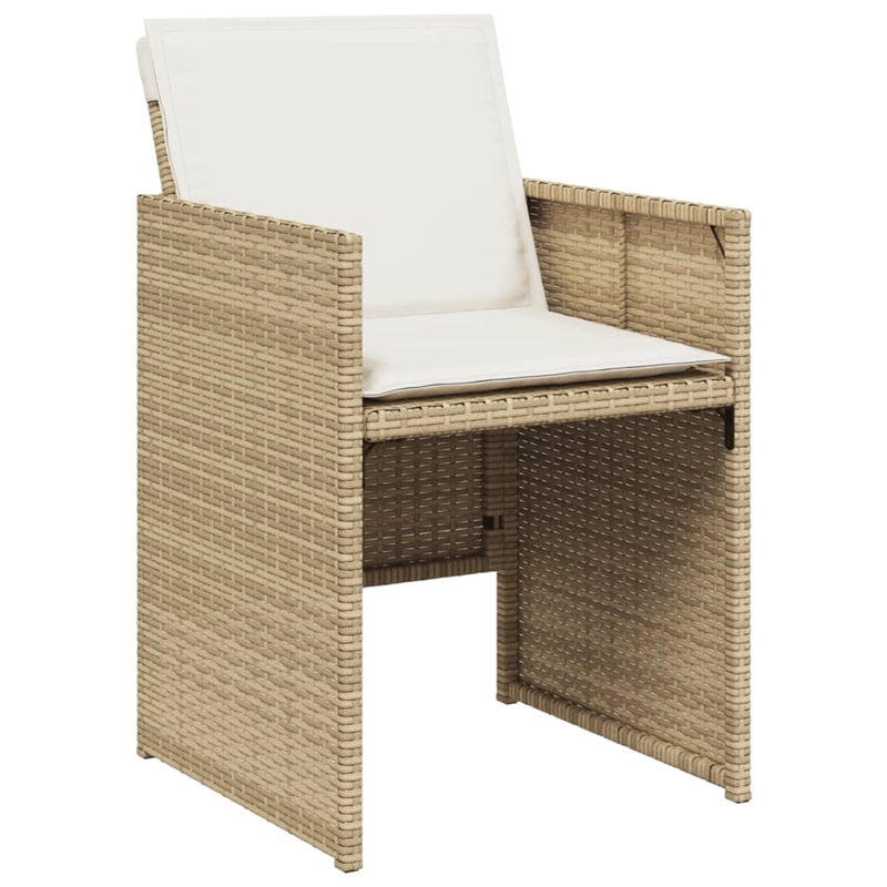 vidaXL 7 Piece Patio Dining Set with Cushions Beige Poly Rattan