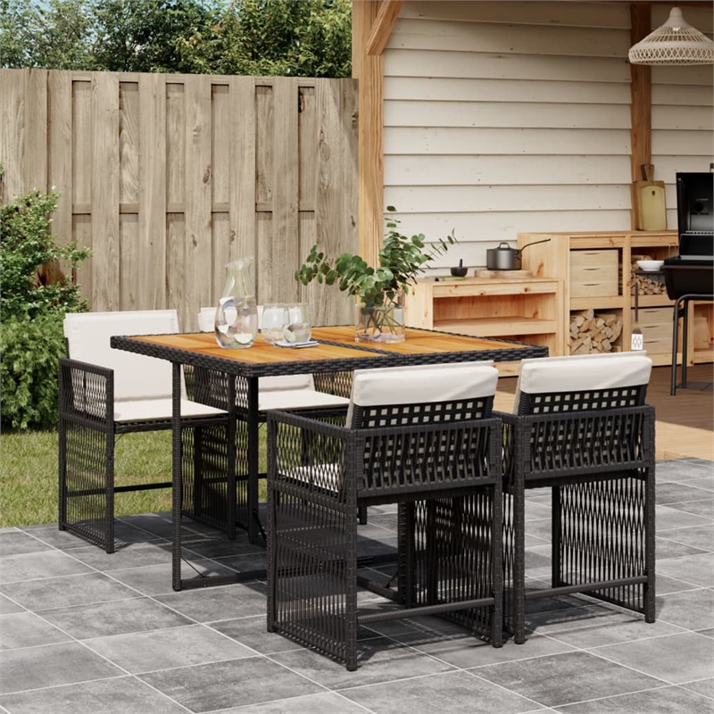 vidaXL Garden Dining Set Black/Cream White
