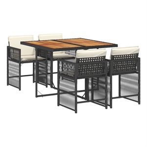 vidaXL Garden Dining Set Black/Cream White