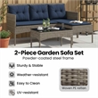 vidaXL Garden Sofa Set 2 pcs Grey and Navy Blue Poly Rattan