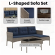 vidaXL Garden Sofa Set 2 pcs Grey and Navy Blue Poly Rattan
