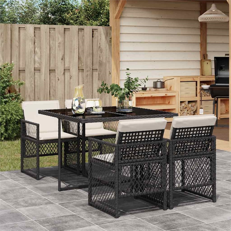 vidaXL Garden Dining Set Black/Cream White