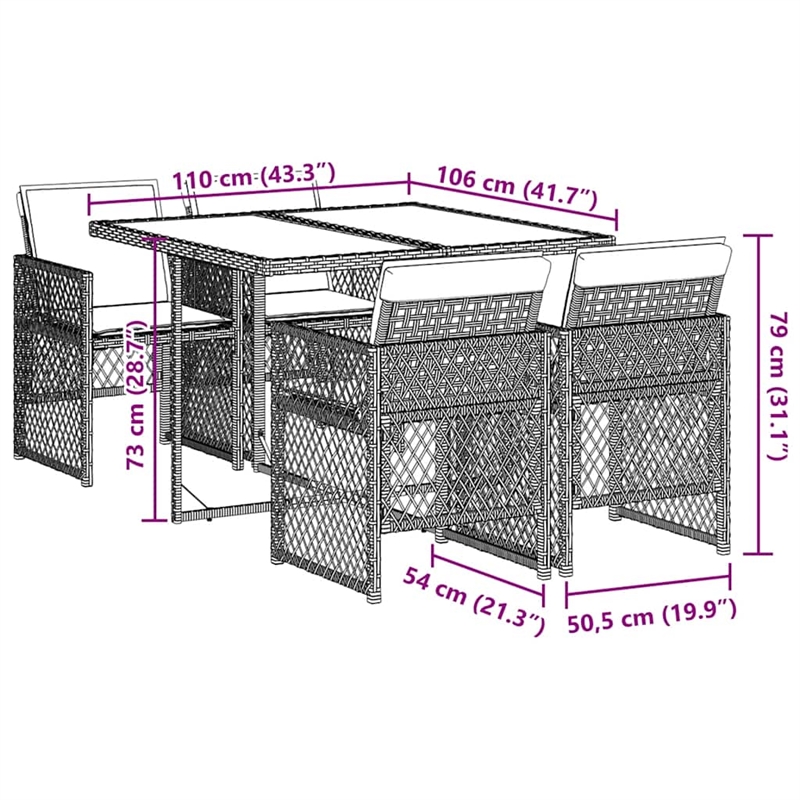 vidaXL Garden Dining Set Black/Cream White