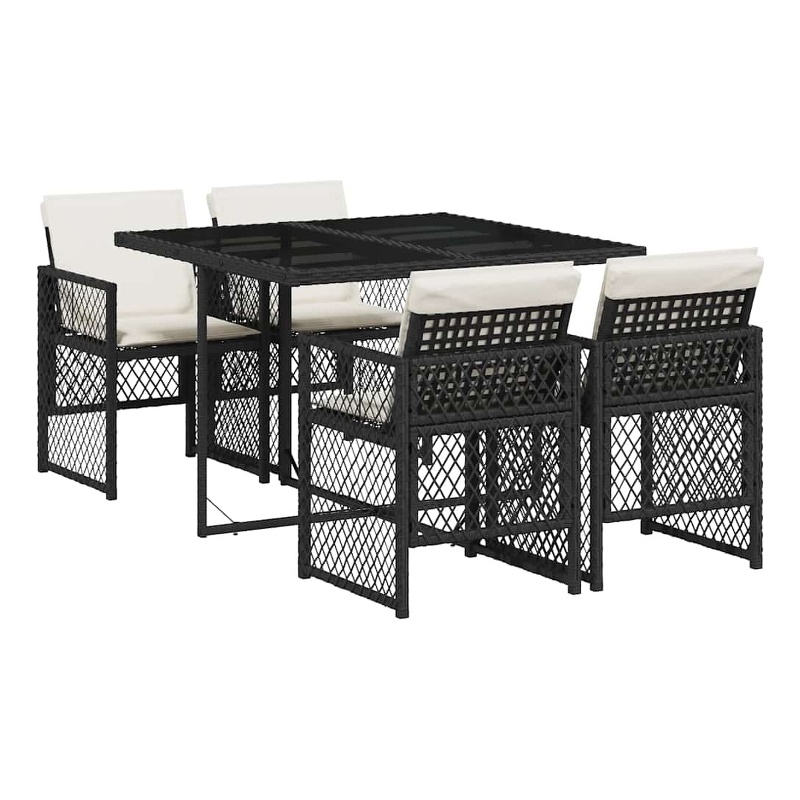 vidaXL Garden Dining Set Black/Cream White