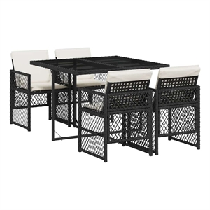 vidaXL Garden Dining Set Black/Cream White