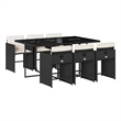 vidaXL 7 Piece Patio Dining Set with Cushions Black Poly Rattan