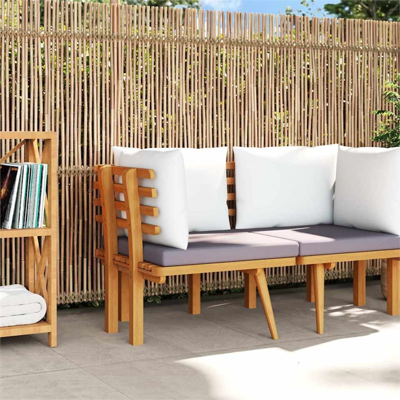 vidaXL Patio Corner Sofa with Cushions Solid Acacia Wood