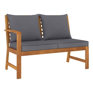 vidaXL Patio Bench 45.1&quot with Dark Gray Cushion Solid Acacia Wood