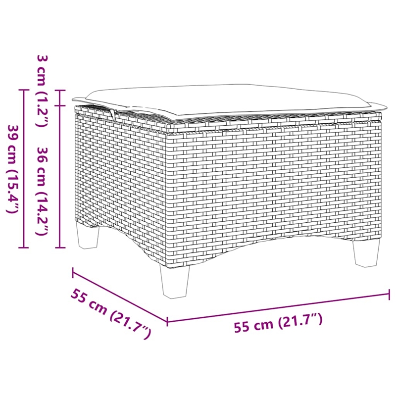 vidaXL Patio Stools with Cushions 2 pcs Gray 21.7