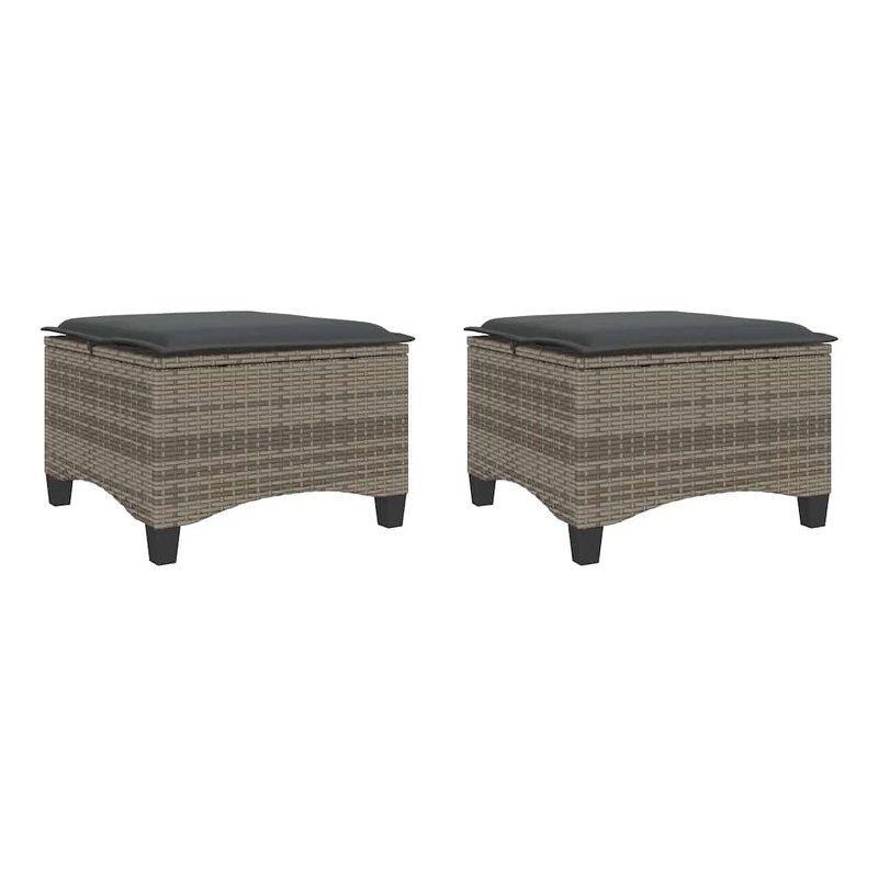 vidaXL Patio Stools with Cushions 2 pcs Gray 21.7