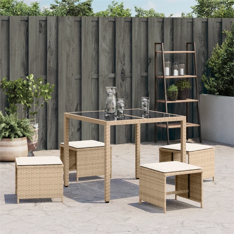 vidaXL Patio Stools with Cushions 4 pcs Beige 15.7
