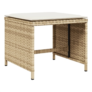vidaXL Patio Stools with Cushions 4 pcs Beige 15.7&quotx15.7&quotx13.8&quot Poly Rattan