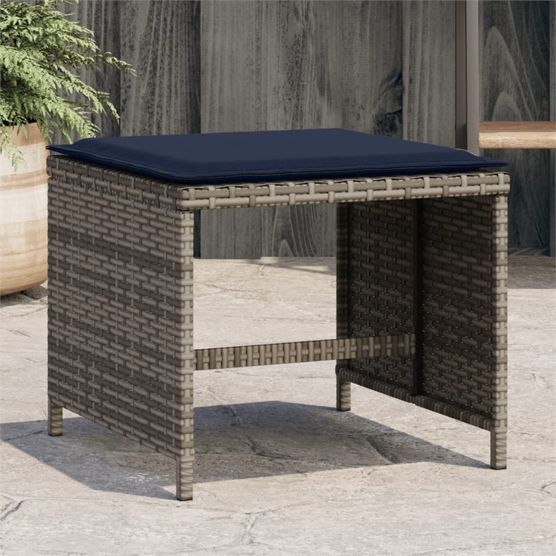vidaXL Patio Stools with Cushions 4 pcs Gray 15.7