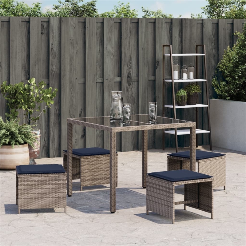 vidaXL Patio Stools with Cushions 4 pcs Gray 15.7
