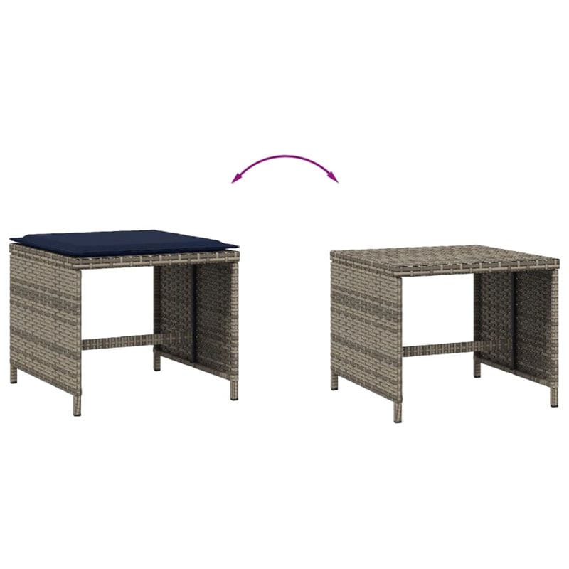 vidaXL Patio Stools with Cushions 4 pcs Gray 15.7