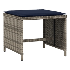 vidaXL Patio Stools with Cushions 4 pcs Gray 15.7&quotx15.7&quotx13.8&quot Poly Rattan