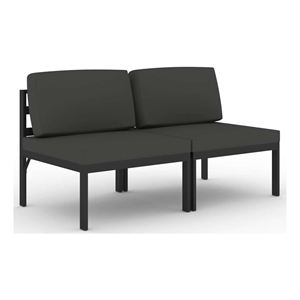 vidaXL 2-Seater Patio Sofa with Cushions Aluminum Anthracite
