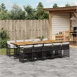 vidaXL Garden Dining Set Black/Cream White