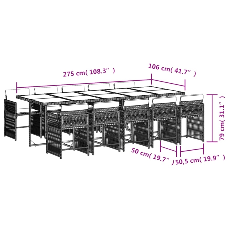 vidaXL Garden Dining Set Black/Cream White