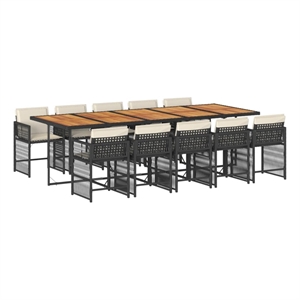 vidaXL Garden Dining Set Black/Cream White
