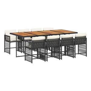 vidaXL Garden Dining Set Black table and chairs/cream white cushions