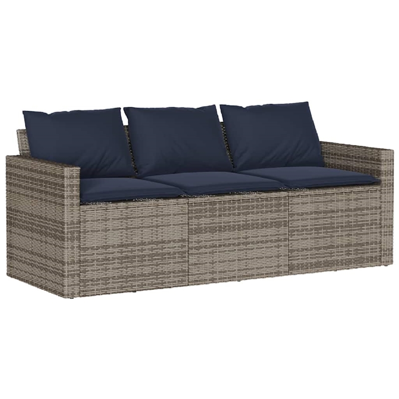 vidaXL 2 Piece Patio Dining Set with Cushions Gray Poly Rattan