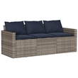 vidaXL 2 Piece Patio Dining Set with Cushions Gray Poly Rattan