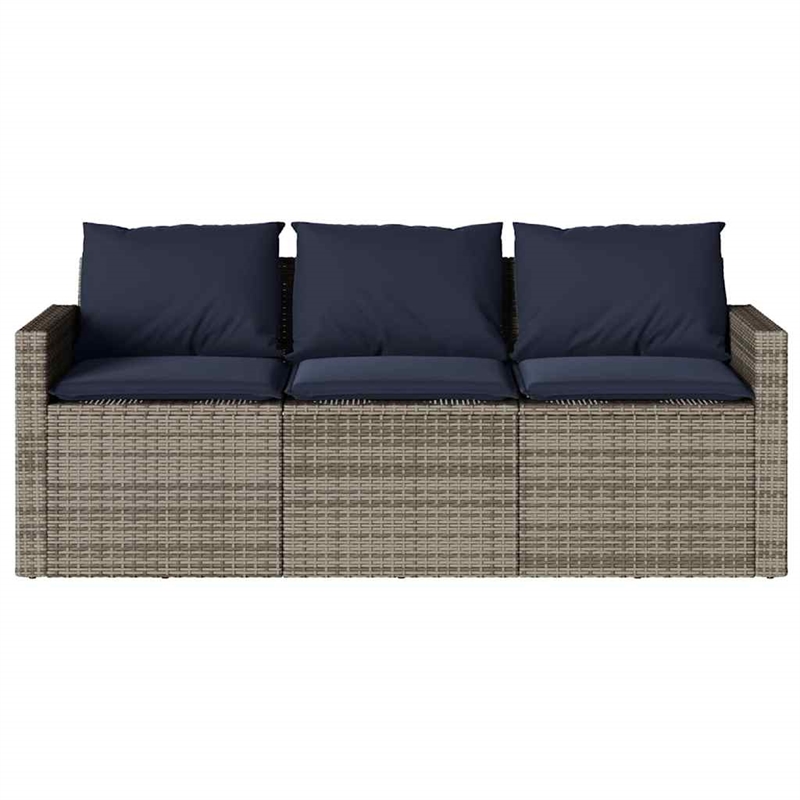 vidaXL 2 Piece Patio Dining Set with Cushions Gray Poly Rattan