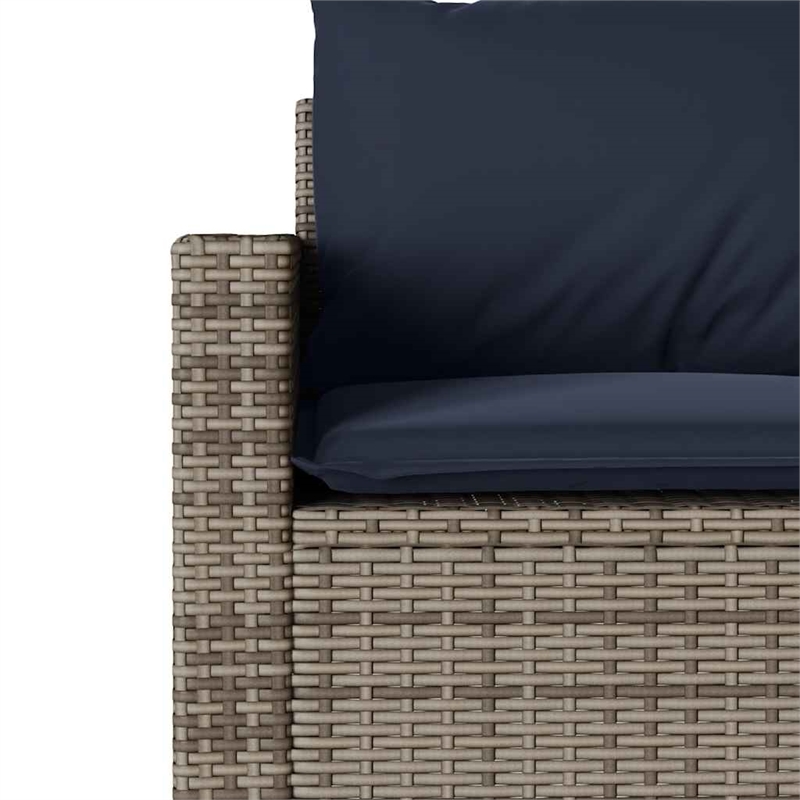 vidaXL 2 Piece Patio Dining Set with Cushions Gray Poly Rattan