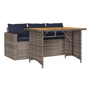 vidaXL 2 Piece Patio Dining Set with Cushions Gray Poly Rattan
