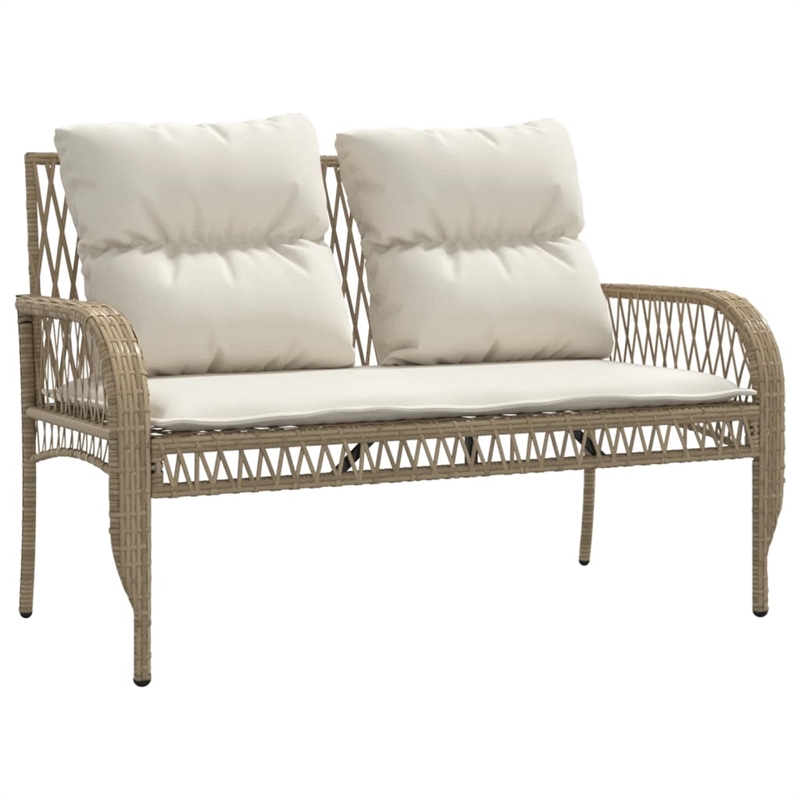 vidaXL 4 Piece Patio Sofa Set with Cushions Beige Poly Rattan
