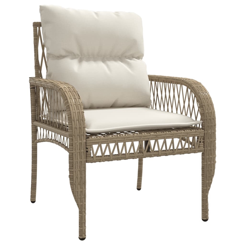vidaXL 4 Piece Patio Sofa Set with Cushions Beige Poly Rattan