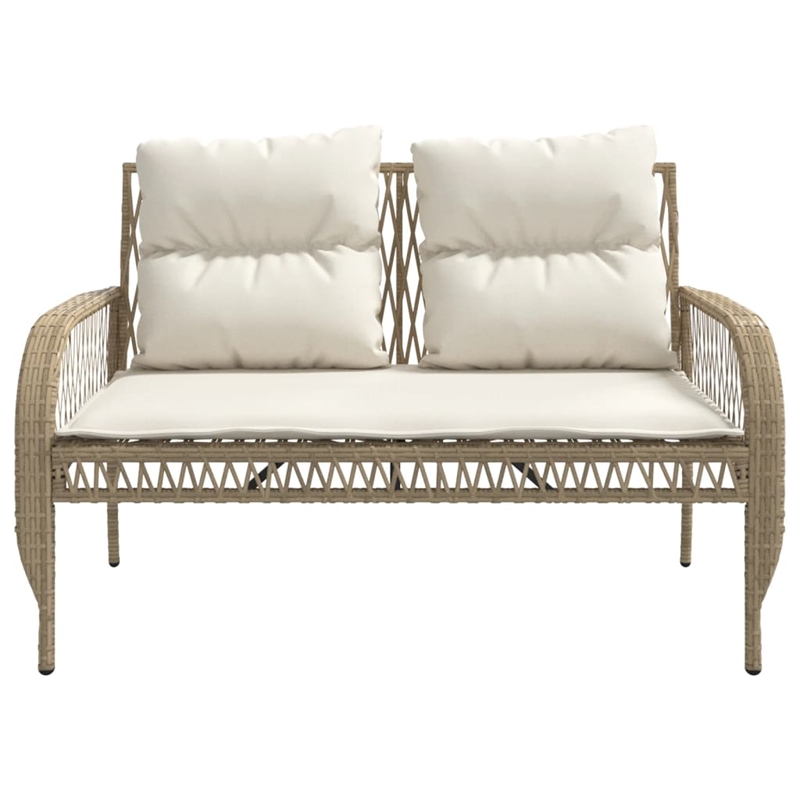 vidaXL 4 Piece Patio Sofa Set with Cushions Beige Poly Rattan