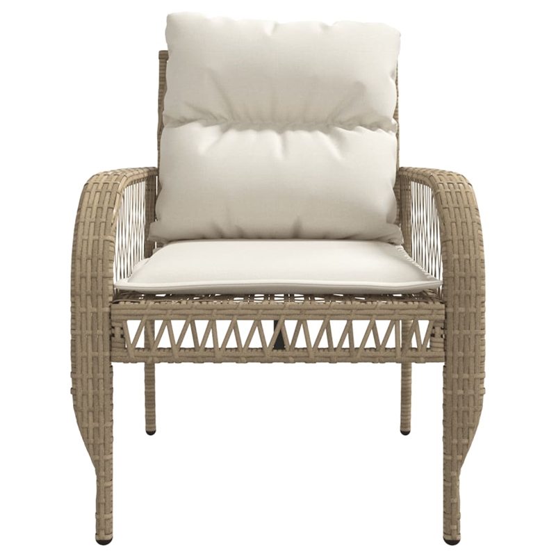 vidaXL 4 Piece Patio Sofa Set with Cushions Beige Poly Rattan