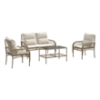 vidaXL 4 Piece Patio Sofa Set with Cushions Beige Poly Rattan