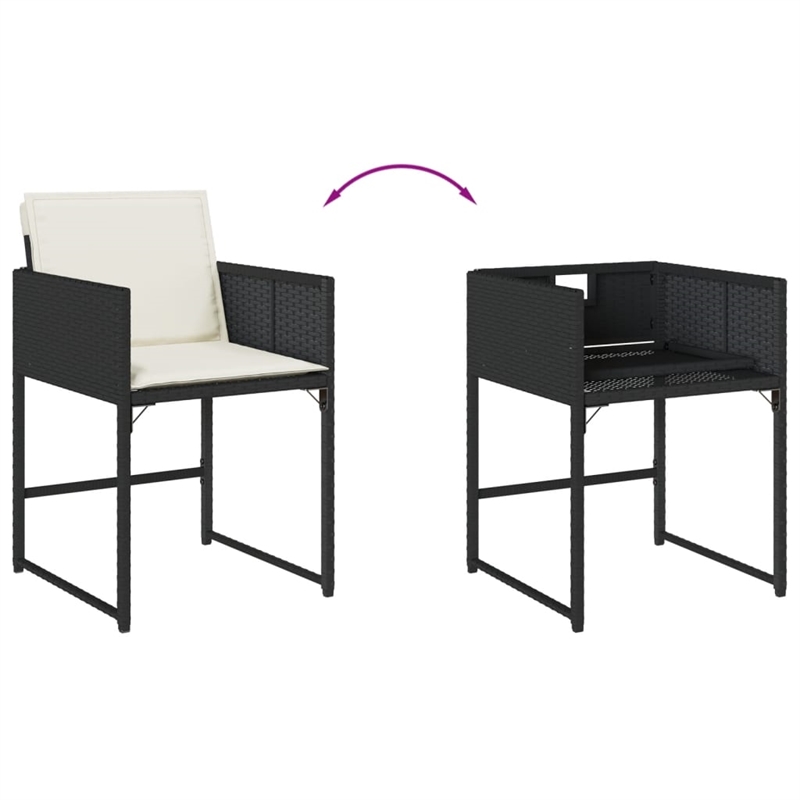 vidaXL 5 Piece Patio Dining Set with Cushions Black Poly Rattan