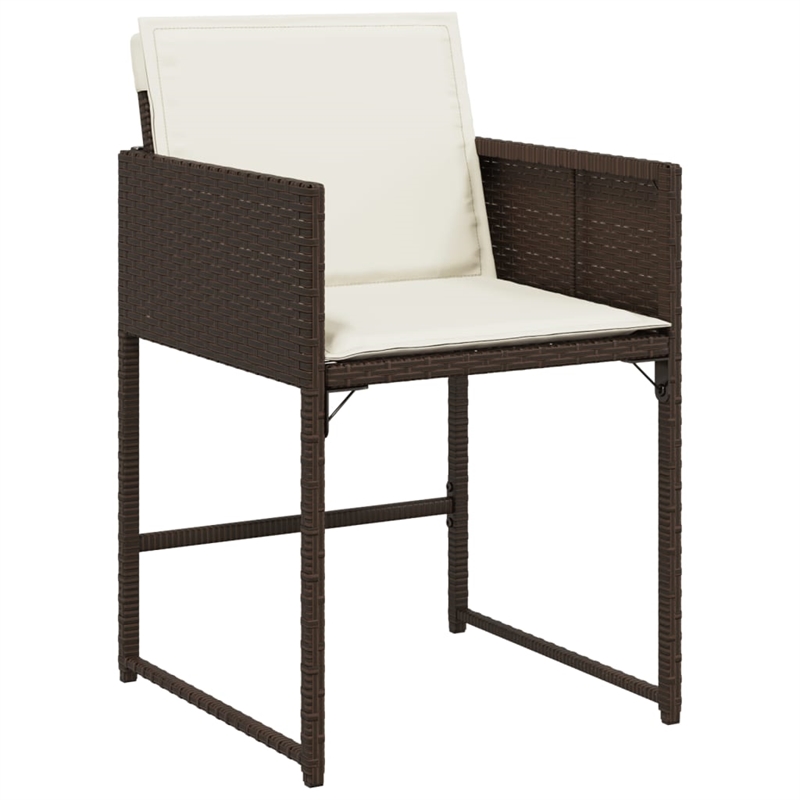 vidaXL 7 Piece Patio Dining Set with Cushions Brown Poly Rattan