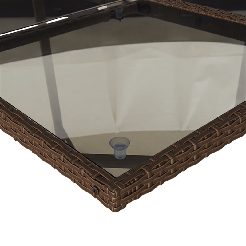 vidaXL 7 Piece Patio Dining Set with Cushions Brown Poly Rattan