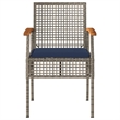 vidaXL 3 Piece Bistro Set with Cushions Gray Poly Rattan Acacia Wood