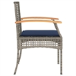 vidaXL 3 Piece Bistro Set with Cushions Gray Poly Rattan Acacia Wood