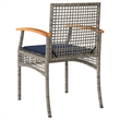 vidaXL 3 Piece Bistro Set with Cushions Gray Poly Rattan Acacia Wood